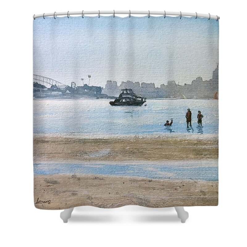 Water Shower Curtain featuring the painting Low Tide at Rose Bay by Debbie Lewis