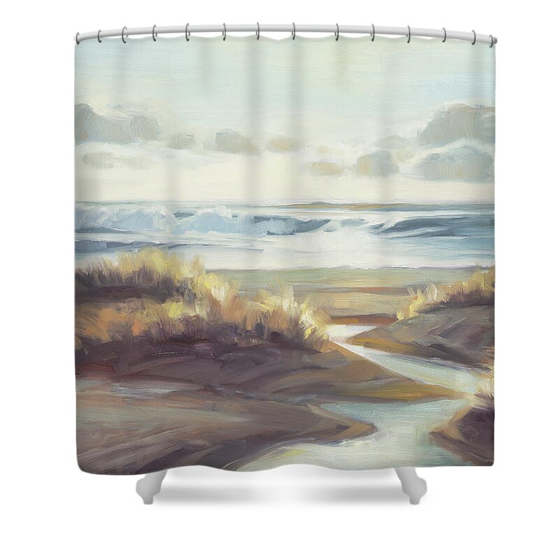 Ocean Shower Curtain featuring the painting Low Tide by Steve Henderson