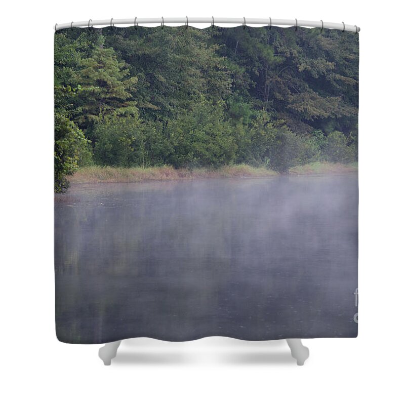 Fog Shower Curtain featuring the photograph Lowcountry Morning Lake Fog by Dale Powell