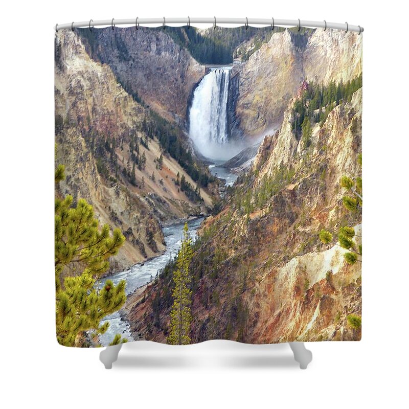 Falls Shower Curtain featuring the photograph Lower Yellowstone Falls from Artist Point by Jean Wright