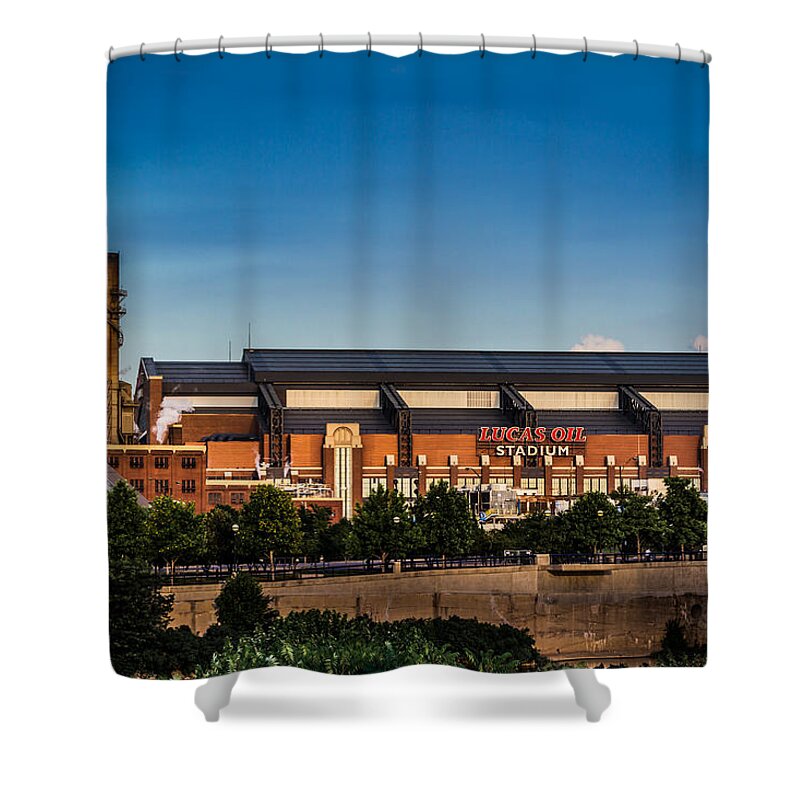 Lucas Oil Stadium Shower Curtain featuring the photograph Lucas Oil Stadium by Ron Pate