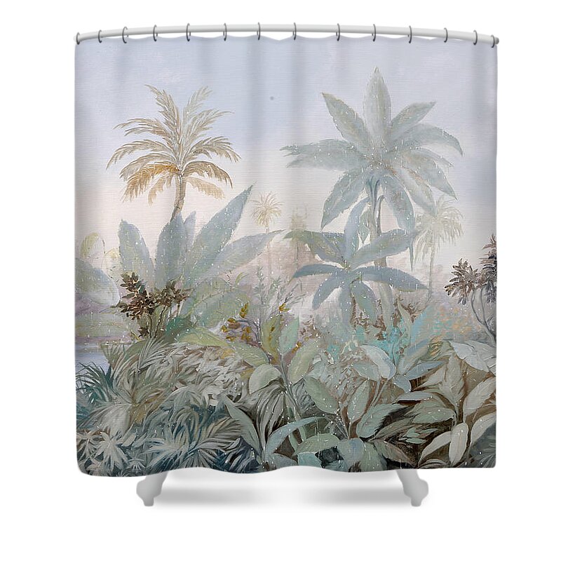 Foggy Shower Curtain featuring the painting Luce Nella Nebbia by Guido Borelli