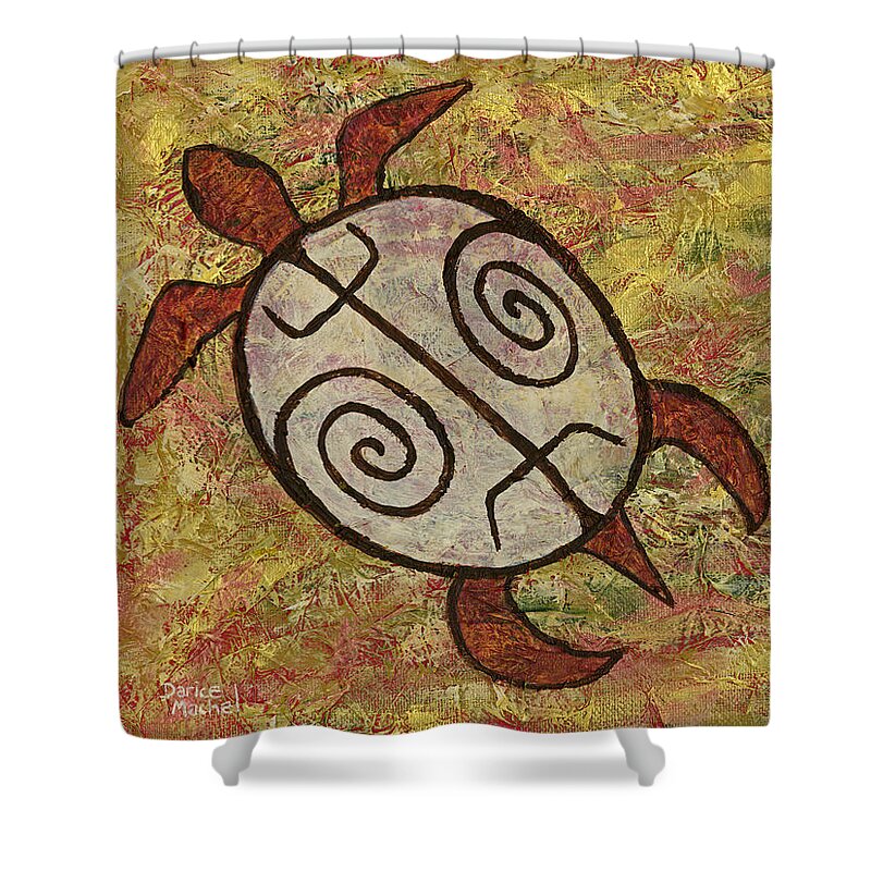 Animal Shower Curtain featuring the painting Lucky Honu by Darice Machel McGuire