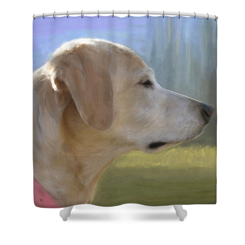 Dog Shower Curtain featuring the painting Lucy by Diane Chandler