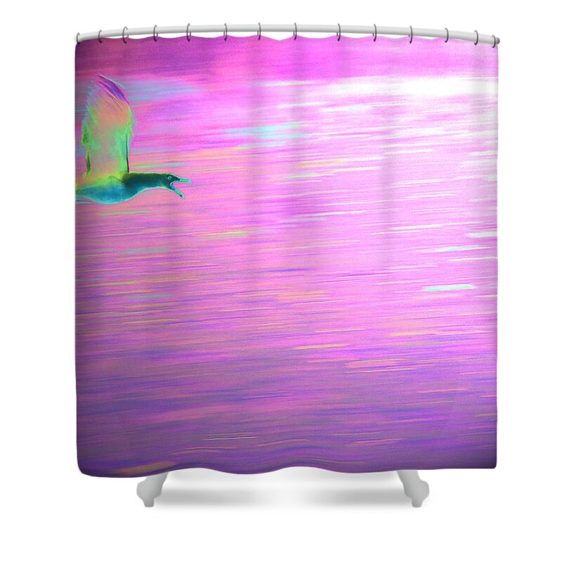 Seagull Shower Curtain featuring the mixed media Lucy in the Sky by Steven Natanson