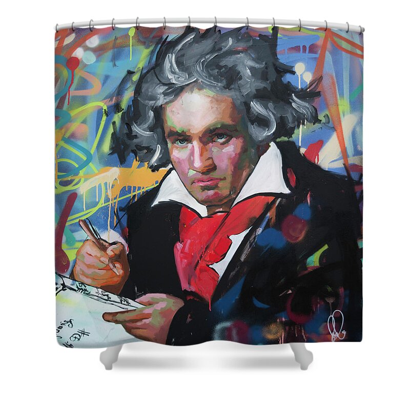 Ludwig Van Beethoven Shower Curtain featuring the painting Ludwig van Beethoven by Richard Day