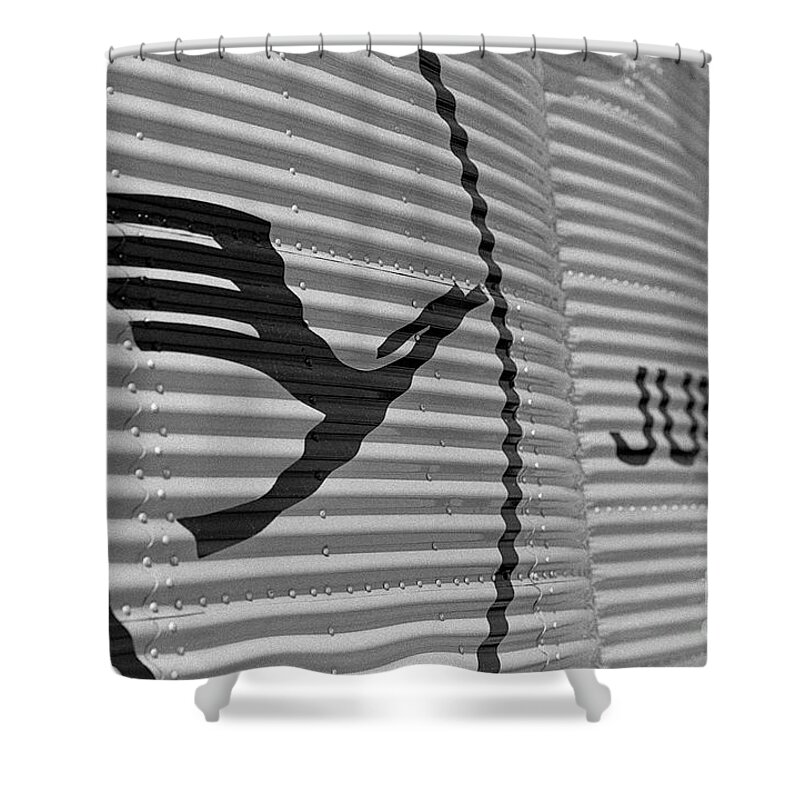 Lufthansa Shower Curtain featuring the photograph Lufthansa and Junkers logos by Riccardo Mottola
