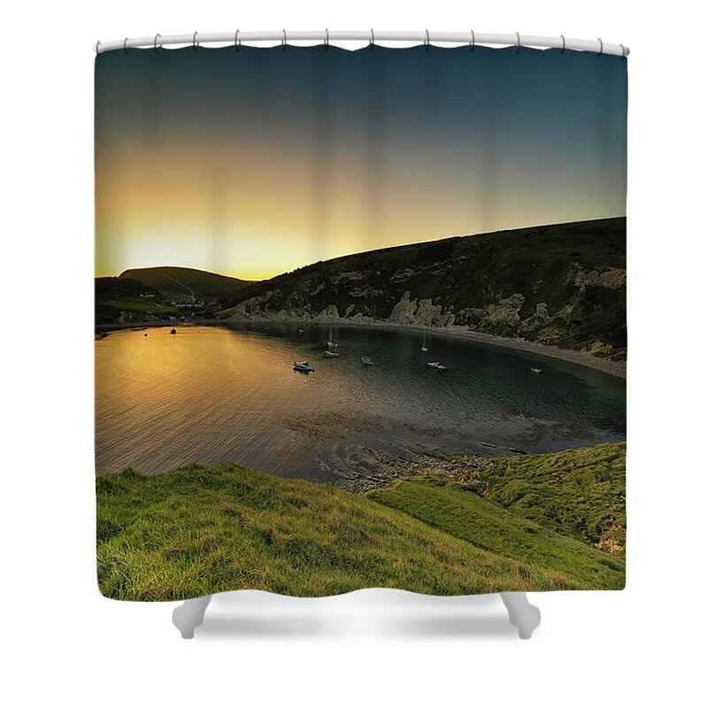 Lulworth Cove Shower Curtain featuring the photograph Lulworth Sunset #2 by Framing Places