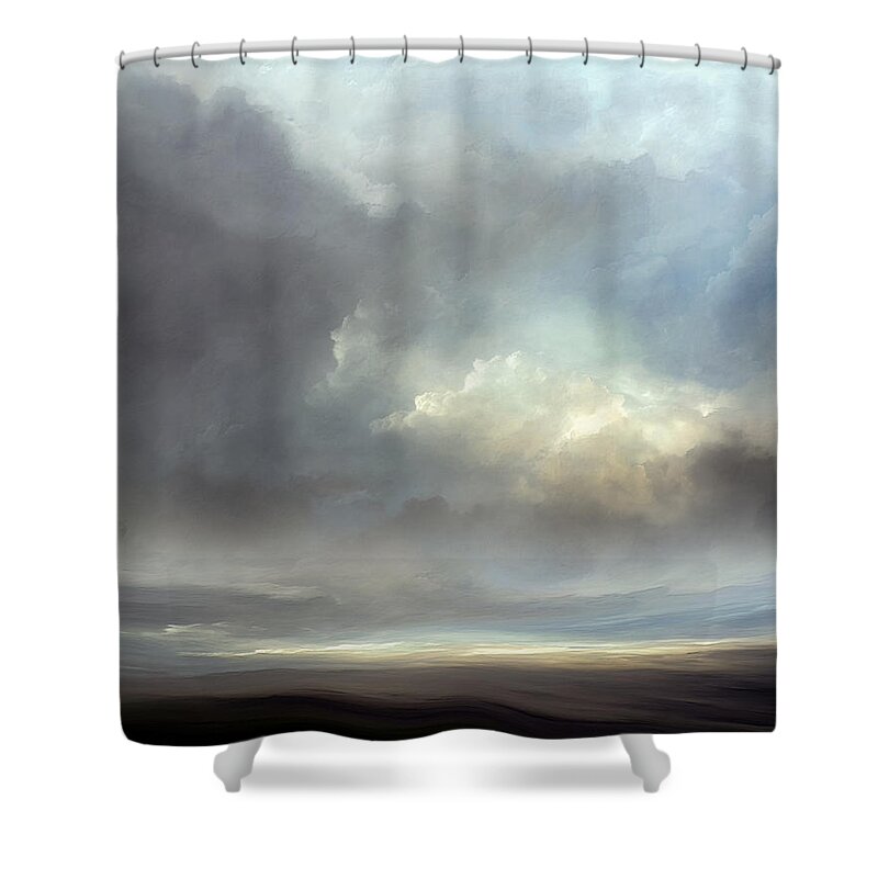 Lc Bailey Shower Curtain featuring the mixed media Luminous Landscape by Lonnie Christopher