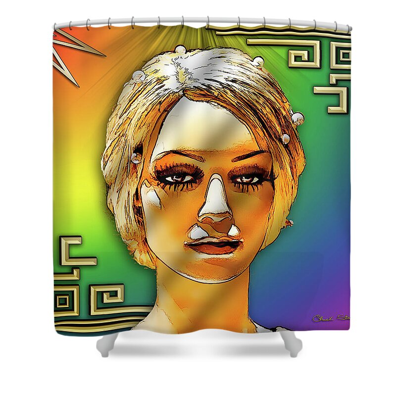 Staley Shower Curtain featuring the digital art Luna Loves Deco by Chuck Staley