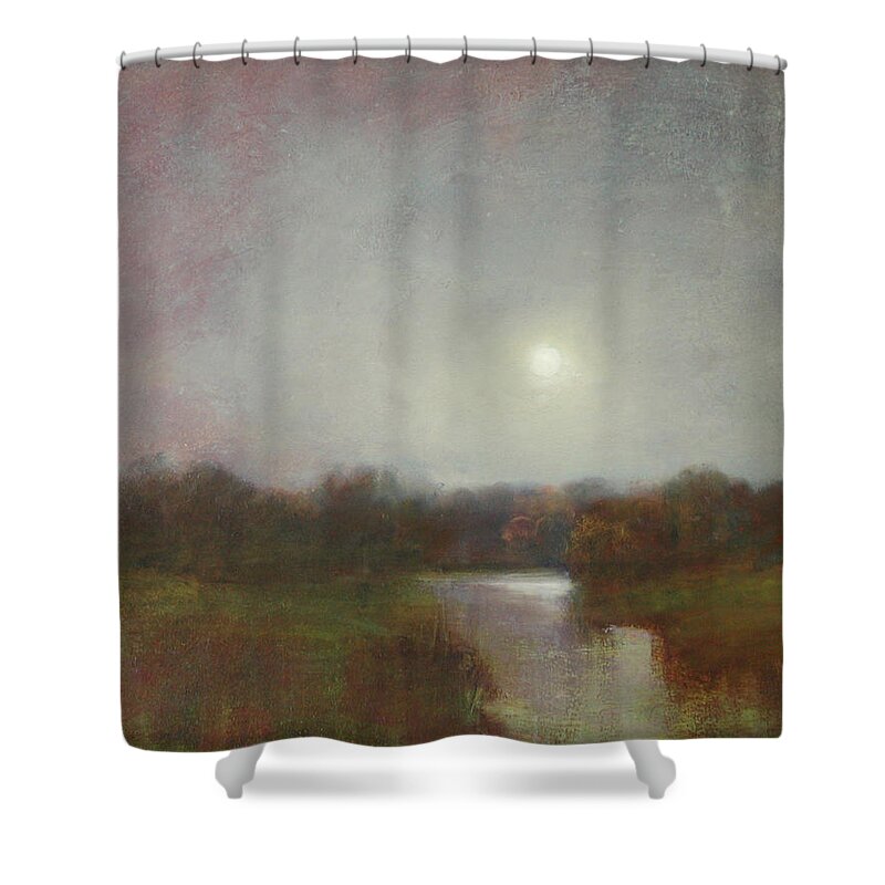 Moon Shower Curtain featuring the painting Lunar 14 by David Ladmore