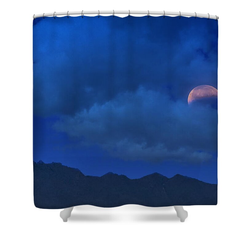 Blood Moon Shower Curtain featuring the photograph Lunar Eclipse Hide and Seek by Saija Lehtonen