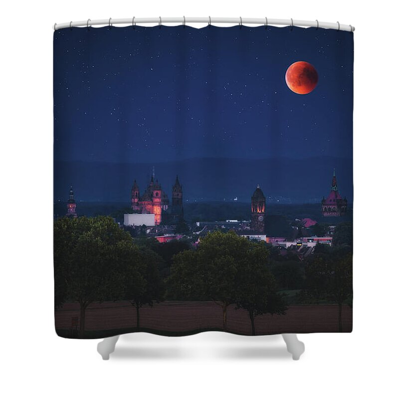 Worms Shower Curtain featuring the photograph Lunar Eclipse, July 2018 by Marc Braner