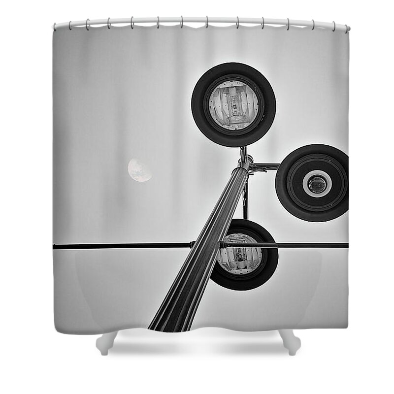 Light Shower Curtain featuring the photograph Lunar Lamp in Black and White by Tom Mc Nemar