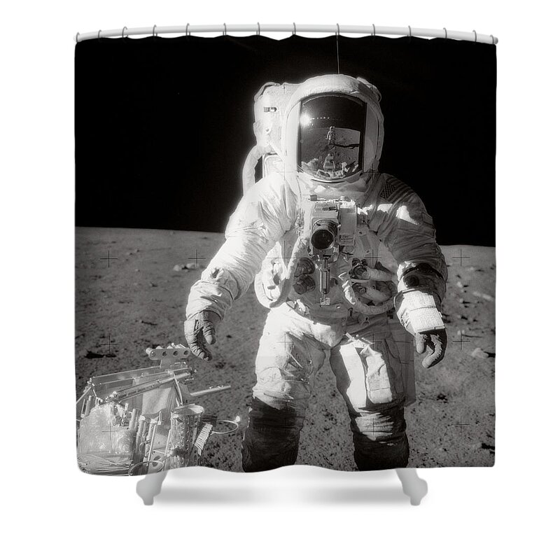 Space Shower Curtain featuring the photograph Lunar Walkabout by Steve Kearns