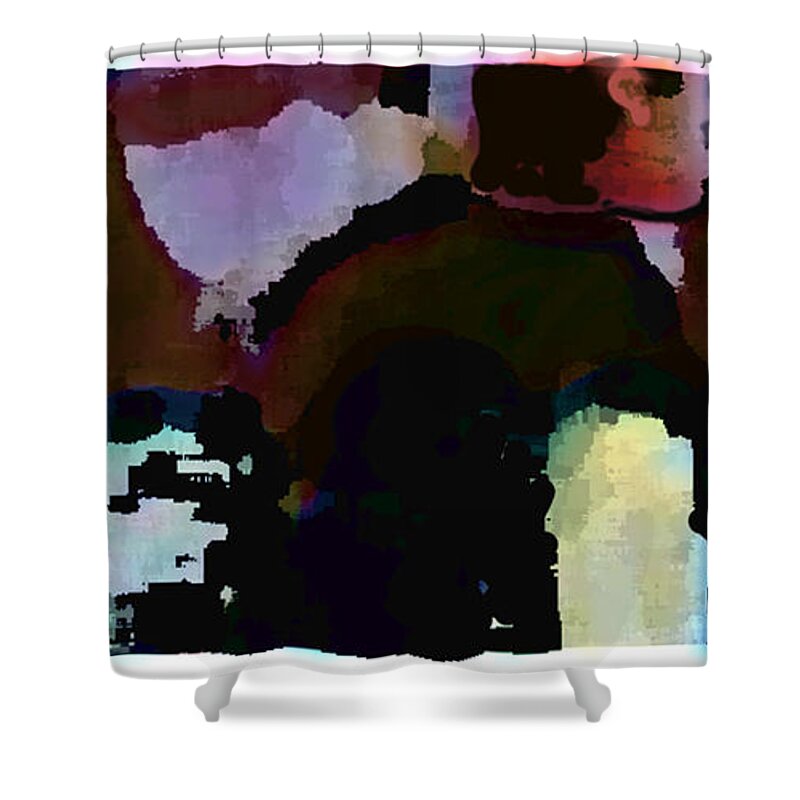 Abstract Expressionism Shower Curtain featuring the painting Lunch counter by Steve Karol