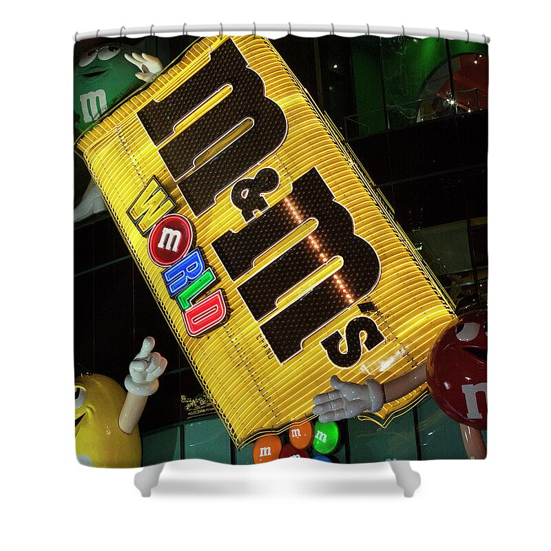 M And M Shower Curtain featuring the photograph M and M Sign by Linda Phelps