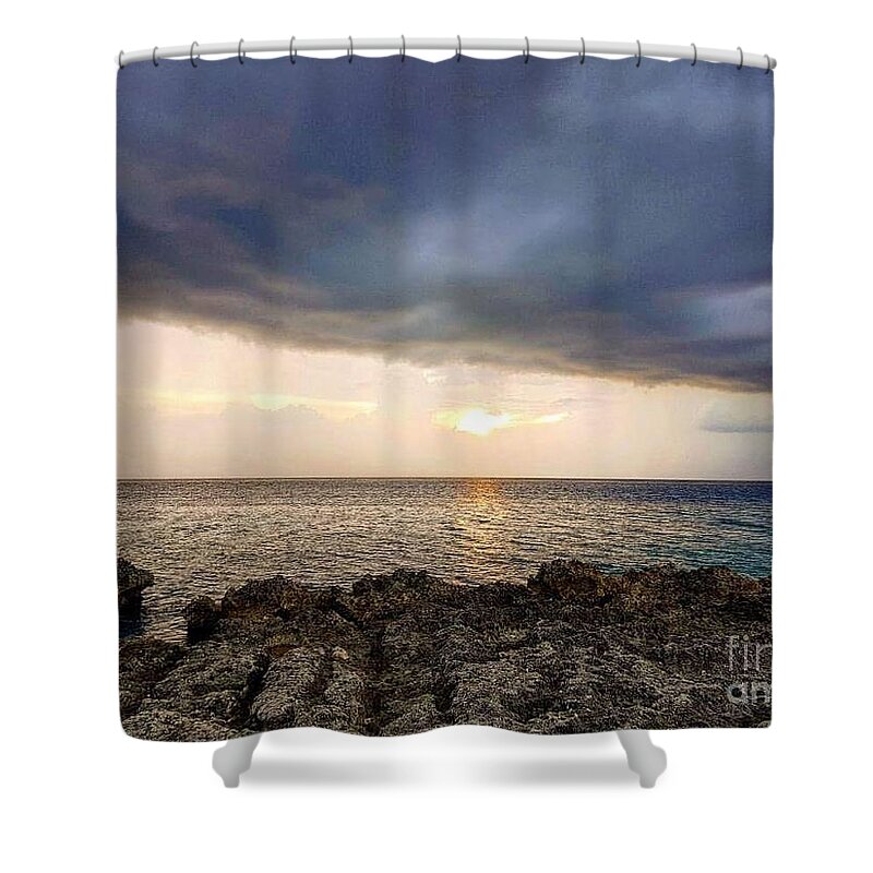 Water Shower Curtain featuring the photograph Macabuca Sunset by Jerome Wilson