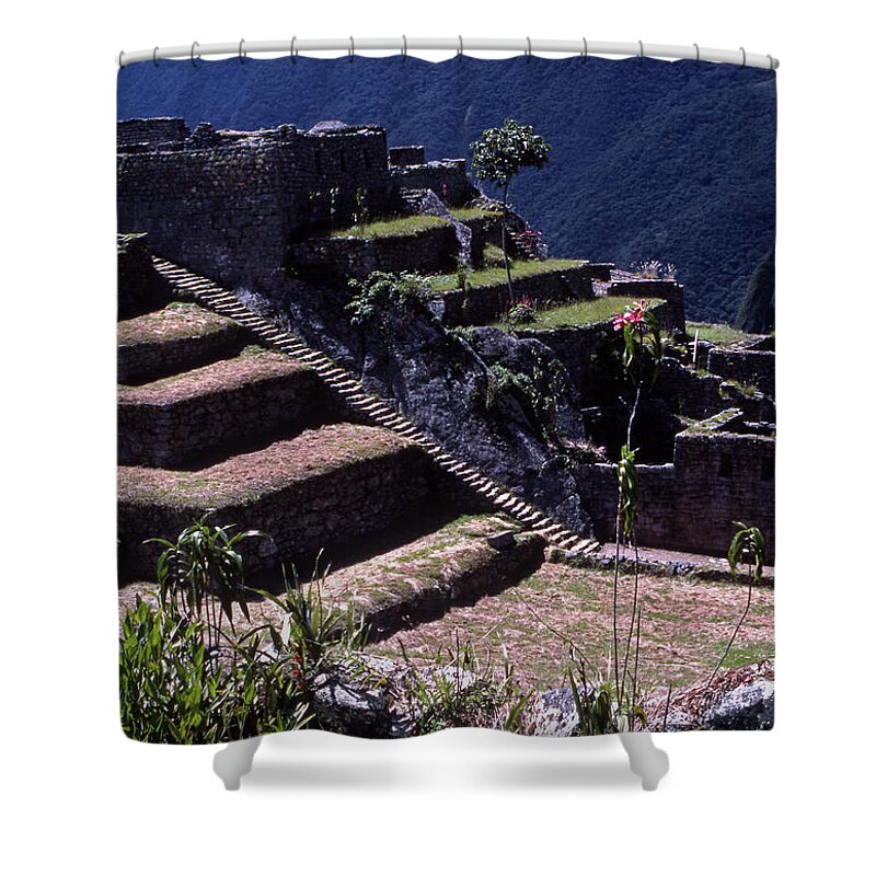 Inca Shower Curtain featuring the photograph Machu Picchu-Signed-#389 by J L Woody Wooden
