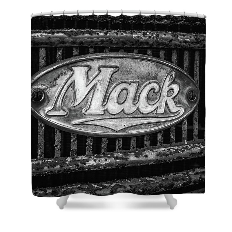 Mack Truck Shower Curtain featuring the photograph Mack truck emblem by Matthew Pace