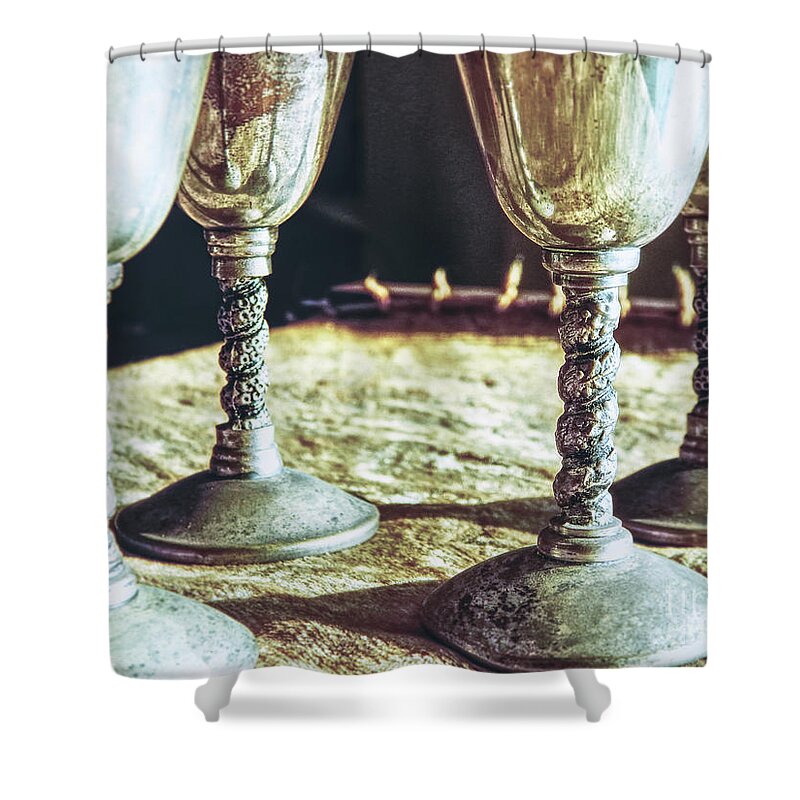 Macro Shower Curtain featuring the photograph Macro Goblets Still Life by Phil Perkins