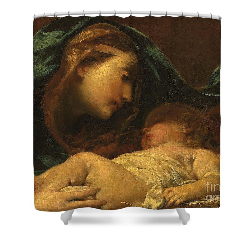 Madonna Shower Curtain featuring the painting Madonna and Child by Giuseppe Maria Crespi