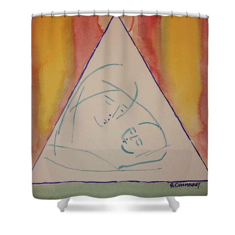 Mother Shower Curtain featuring the painting Madonna and Child by Roger Cummiskey