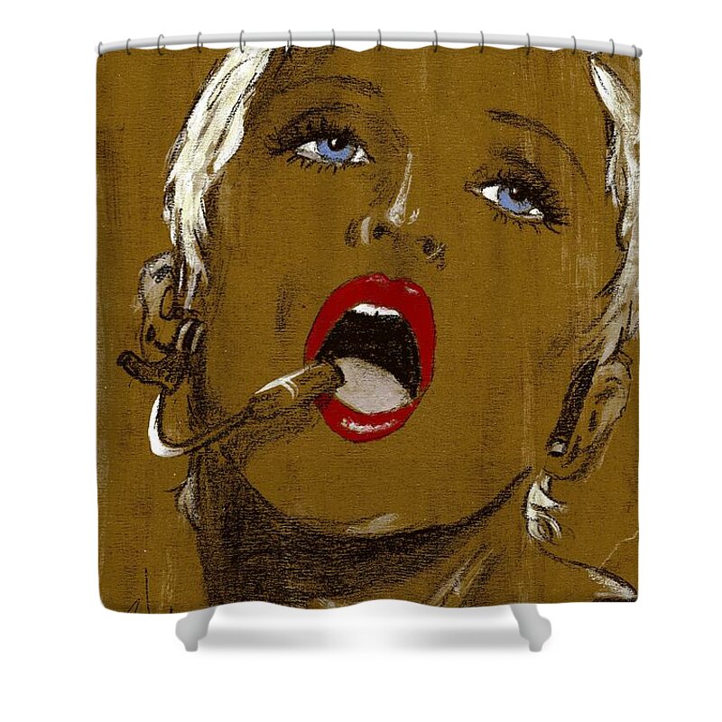 Singer Shower Curtain featuring the painting Madonna by PJ Lewis