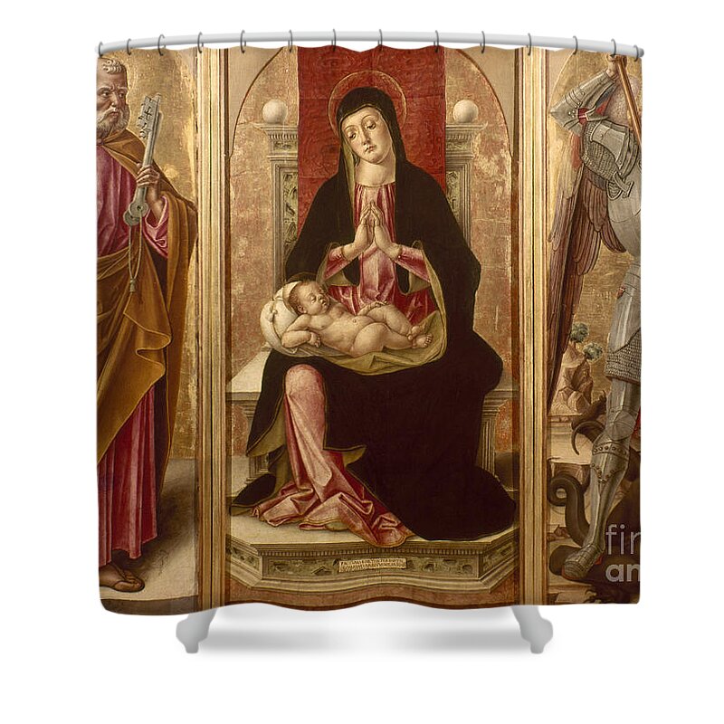 Aod Shower Curtain featuring the photograph Madonna With Saints by Granger