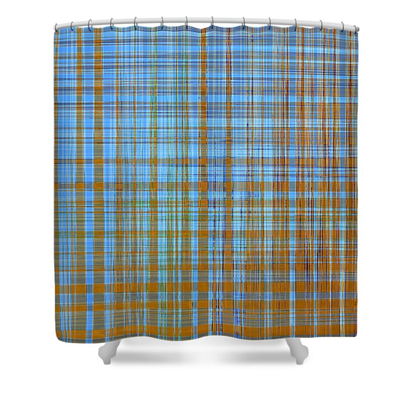 Abstract Shower Curtain featuring the digital art Madras Plaid by Gina Harrison