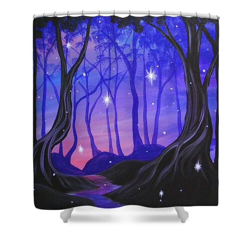 Magic Shower Curtain featuring the painting Magic in the Woods by Emily Page
