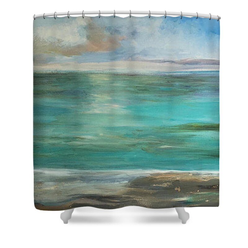 Beach Shower Curtain featuring the painting Magical Beach Moment by Linda Kegley