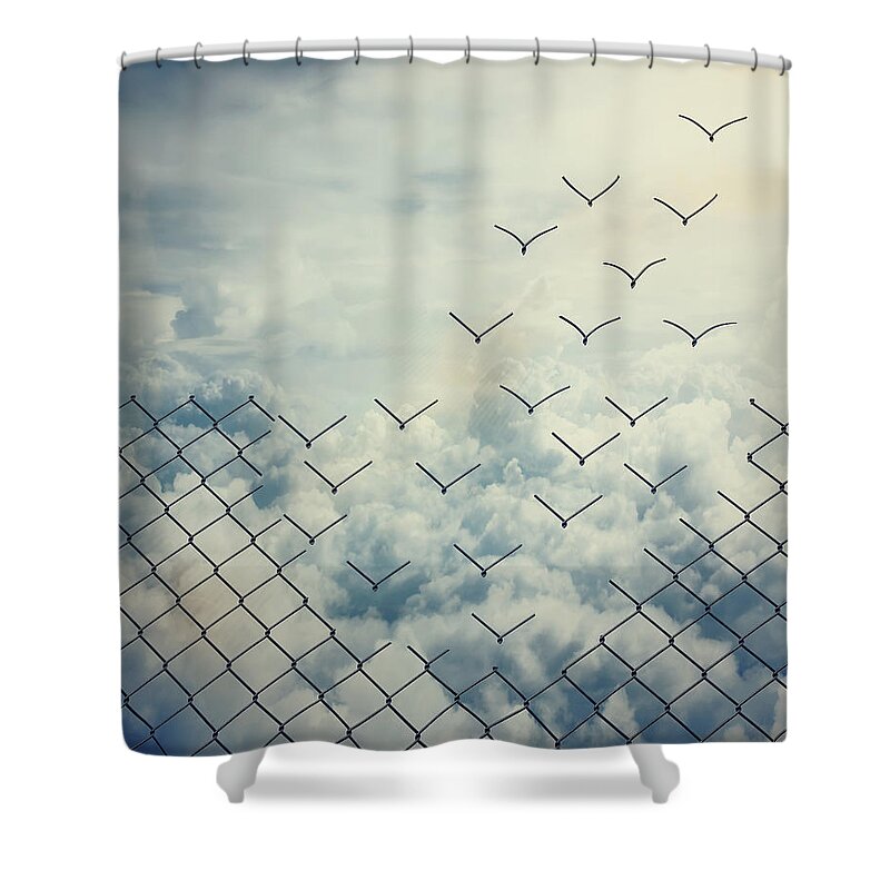 Ambition Shower Curtain featuring the digital art Magical escape by PsychoShadow ART