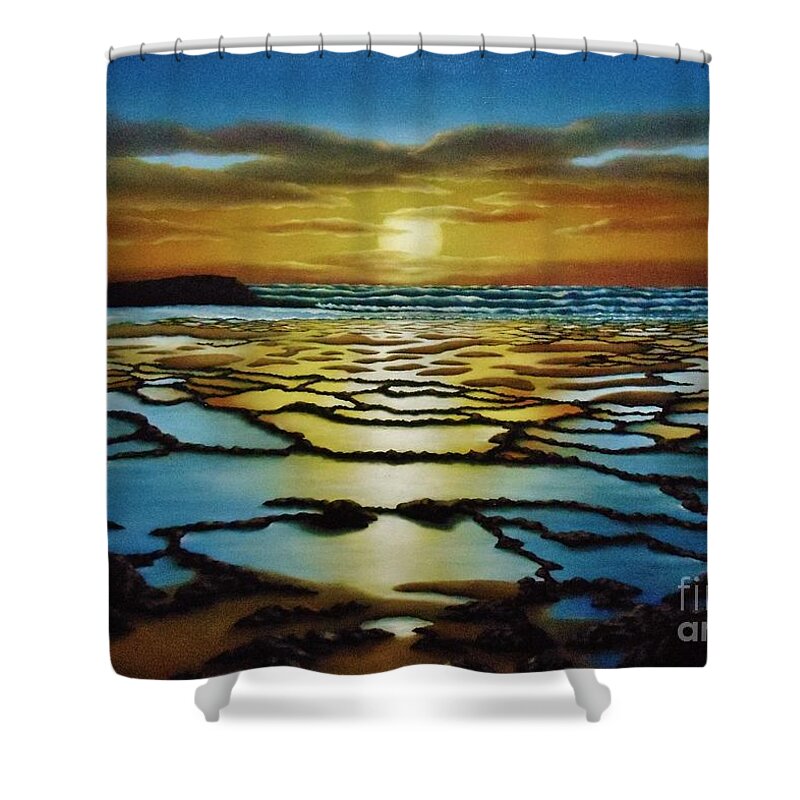 Sunset Shower Curtain featuring the painting Magical Sunset by Paula Ludovino