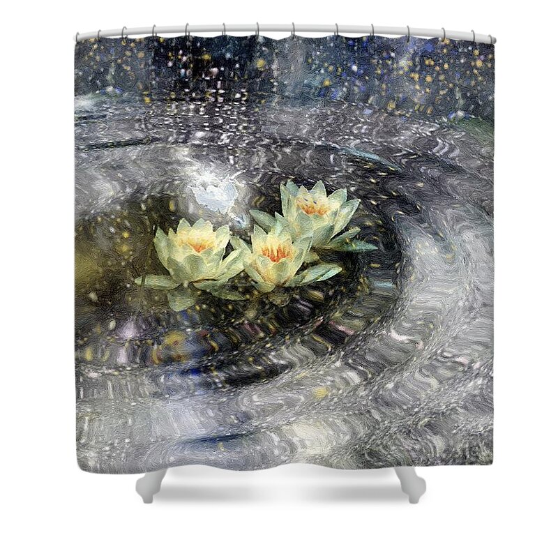 Landscape Shower Curtain featuring the painting Magick Ripples by RC DeWinter
