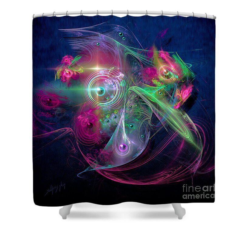 Abstract Shower Curtain featuring the painting Magnetic fields by Alexa Szlavics