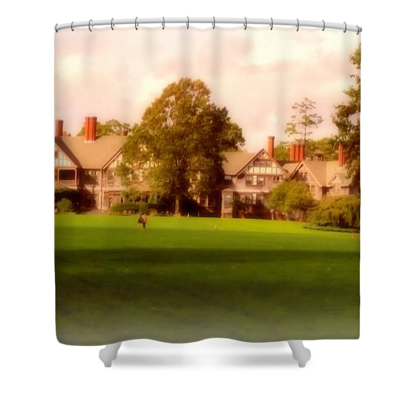 Mansions Shower Curtain featuring the mixed media Magnificent Cottage by Stacie Siemsen