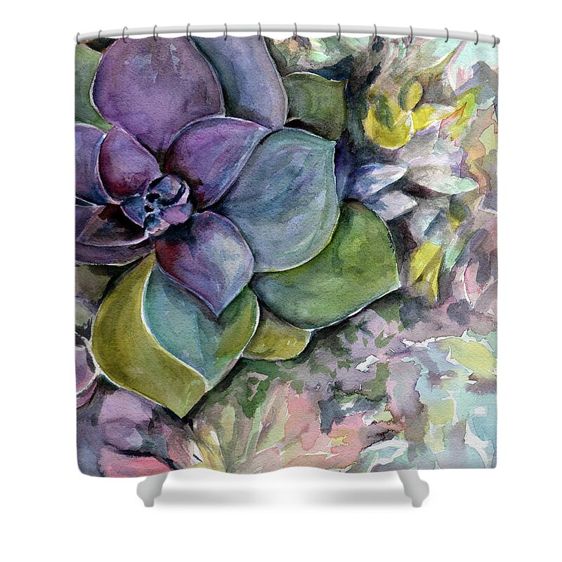 Flower Shower Curtain featuring the painting Magnificent Succulent by Deb Arndt