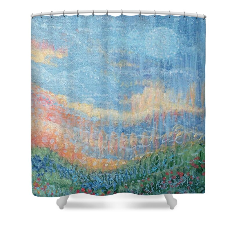 Magnificent Sunset Shower Curtain featuring the painting Magnificent Sunset by Holly Carmichael