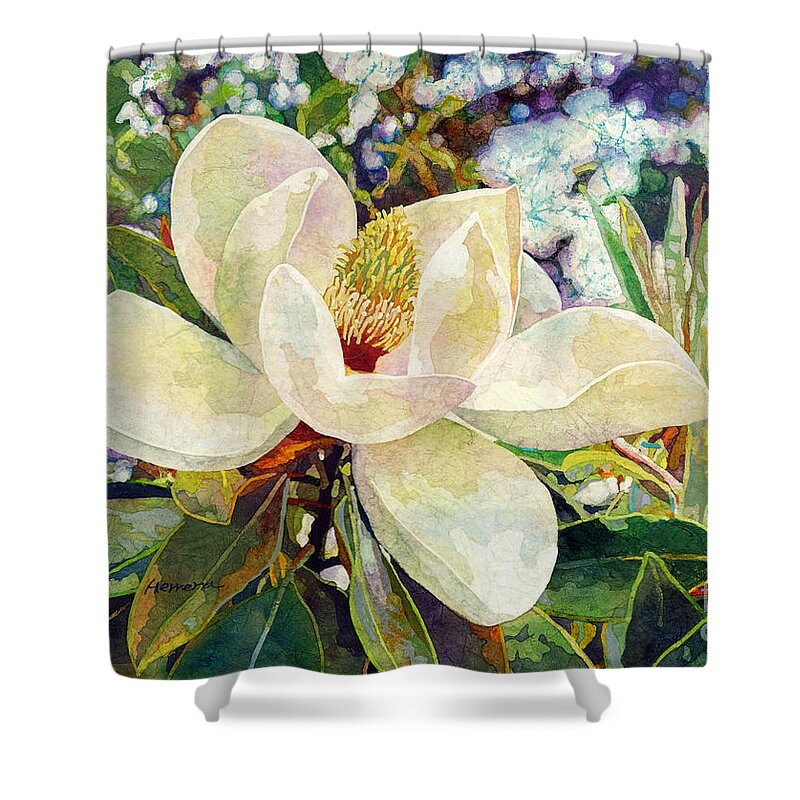 Magnolia Shower Curtain featuring the painting Magnolia Melody by Hailey E Herrera