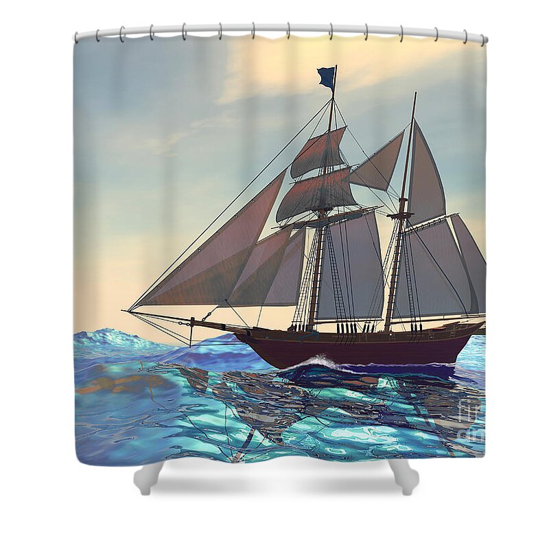 Sailing Shower Curtain featuring the painting Maiden Voyage by Corey Ford