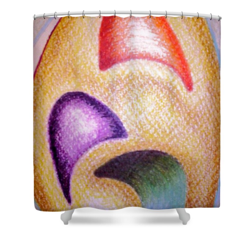 Abstract Shower Curtain featuring the drawing Mailed to You by Suzanne Udell Levinger