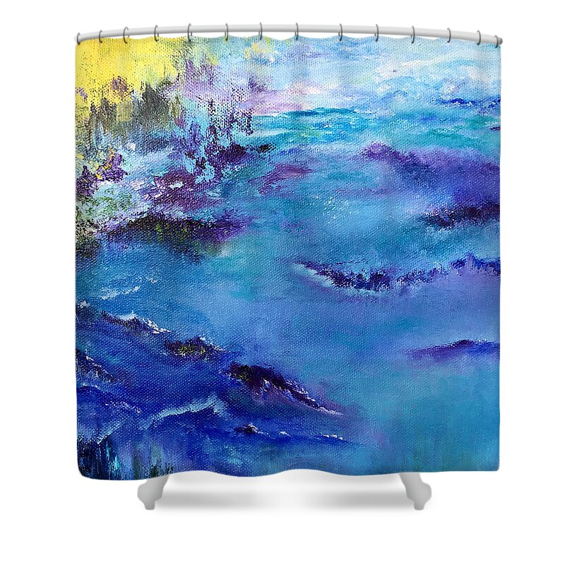 Impressionist Shower Curtain featuring the painting Maine Coast, First Impression by Terry R MacDonald