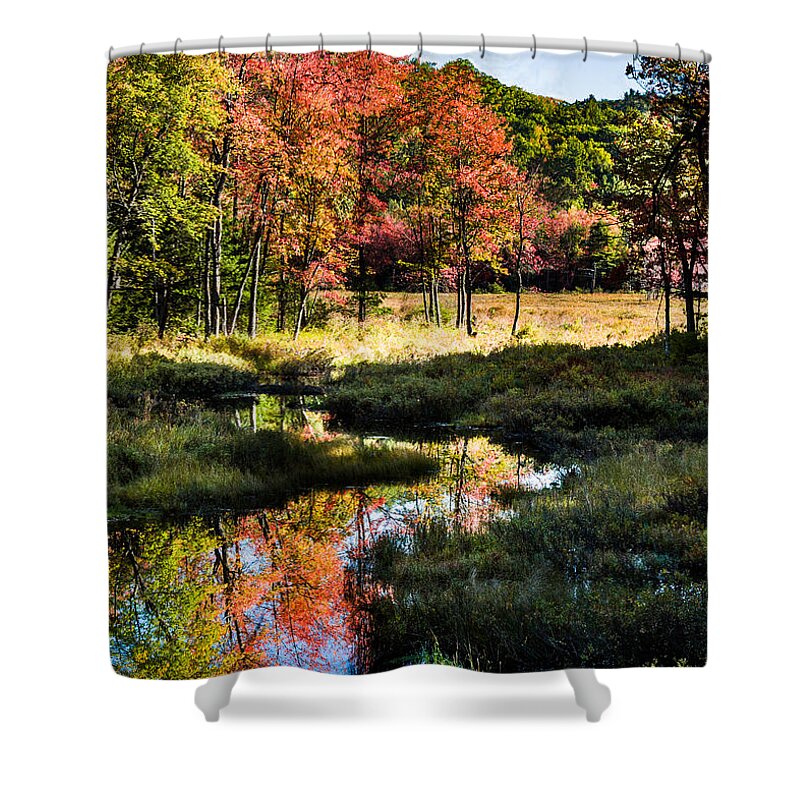 #jefffolger Shower Curtain featuring the photograph Maine Fall Foliage reflection by Jeff Folger