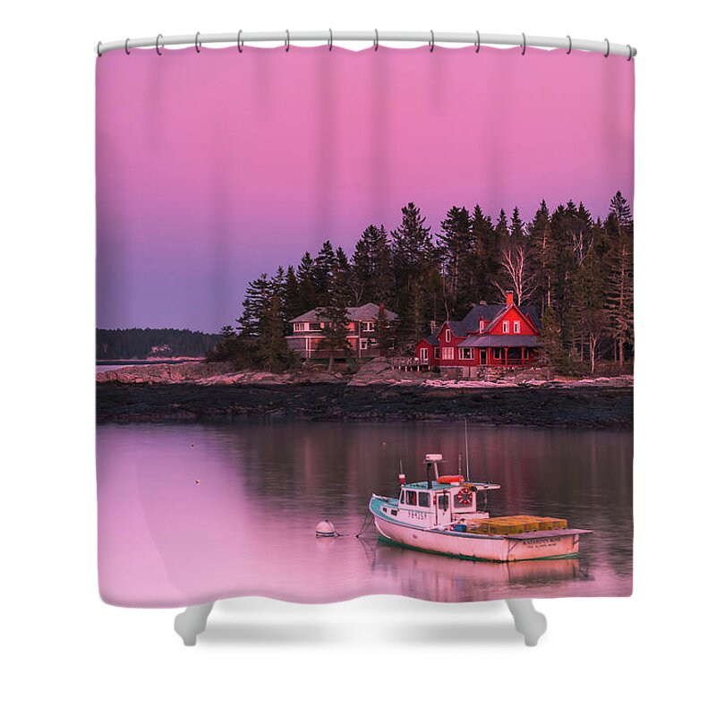 Maine Shower Curtain featuring the photograph Maine Five Islands Coastal Sunset by Ranjay Mitra