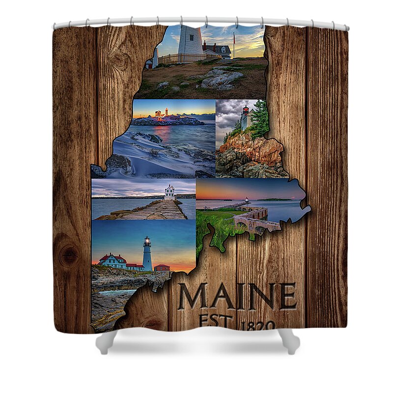 Nubble Lighthouse Digital Art Shower Curtains