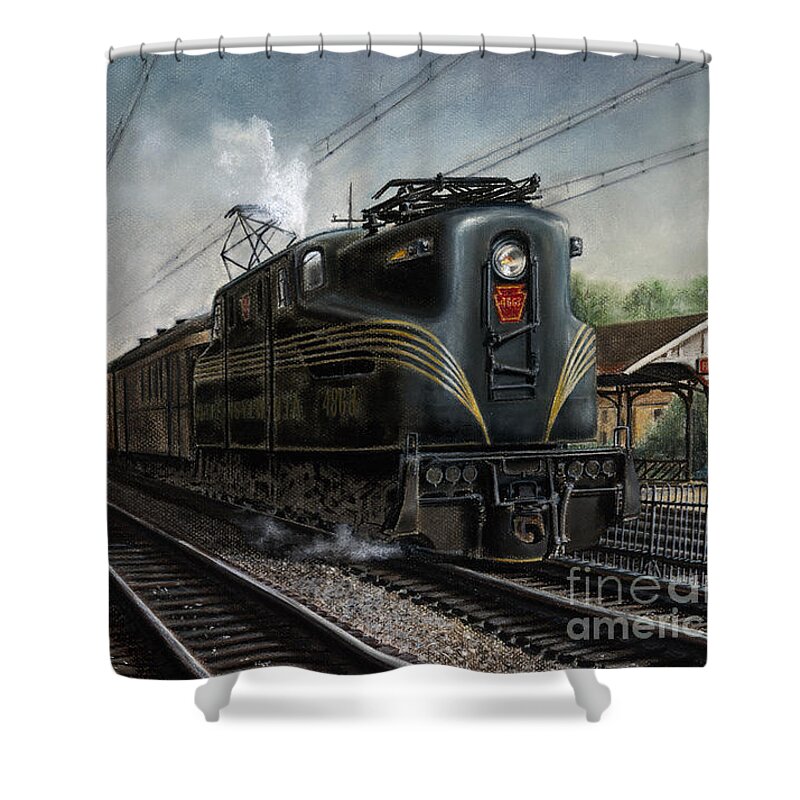 Trains Shower Curtain featuring the painting Mainline Memories by David Mittner