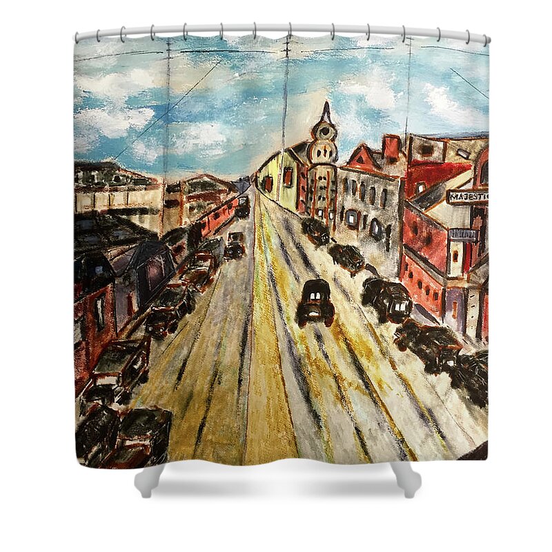 Contemporary Impression Shower Curtain featuring the drawing Majestic by Dennis Ellman