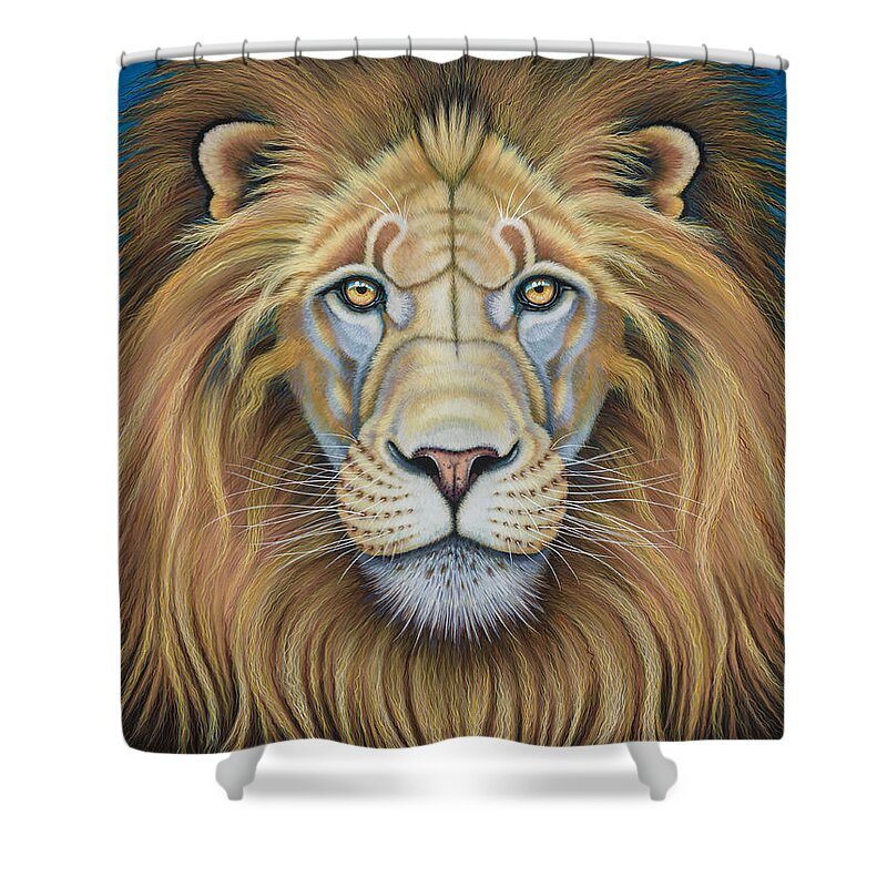 Lion Shower Curtain featuring the painting The Lion's Mane Attraction by Tish Wynne