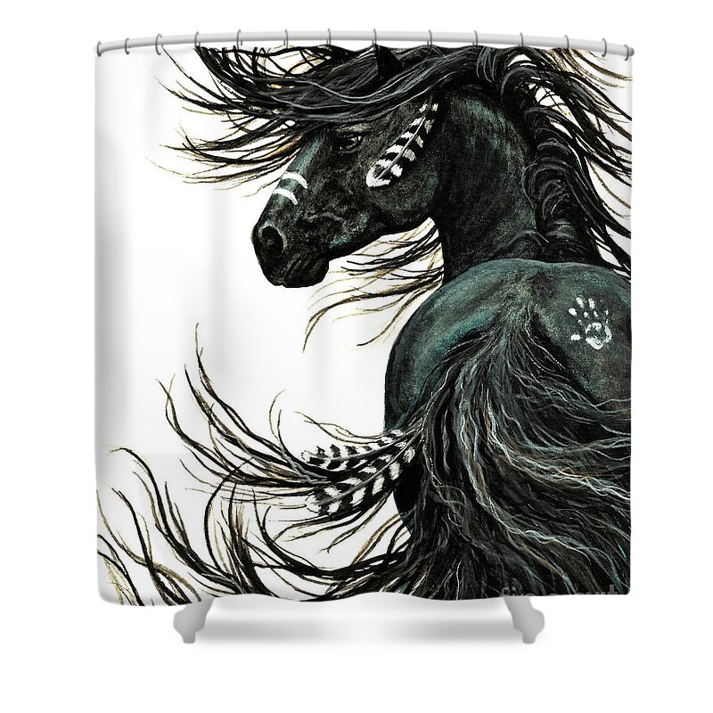 Horse Shower Curtain featuring the painting Majestic Spirit Horse II by AmyLyn Bihrle